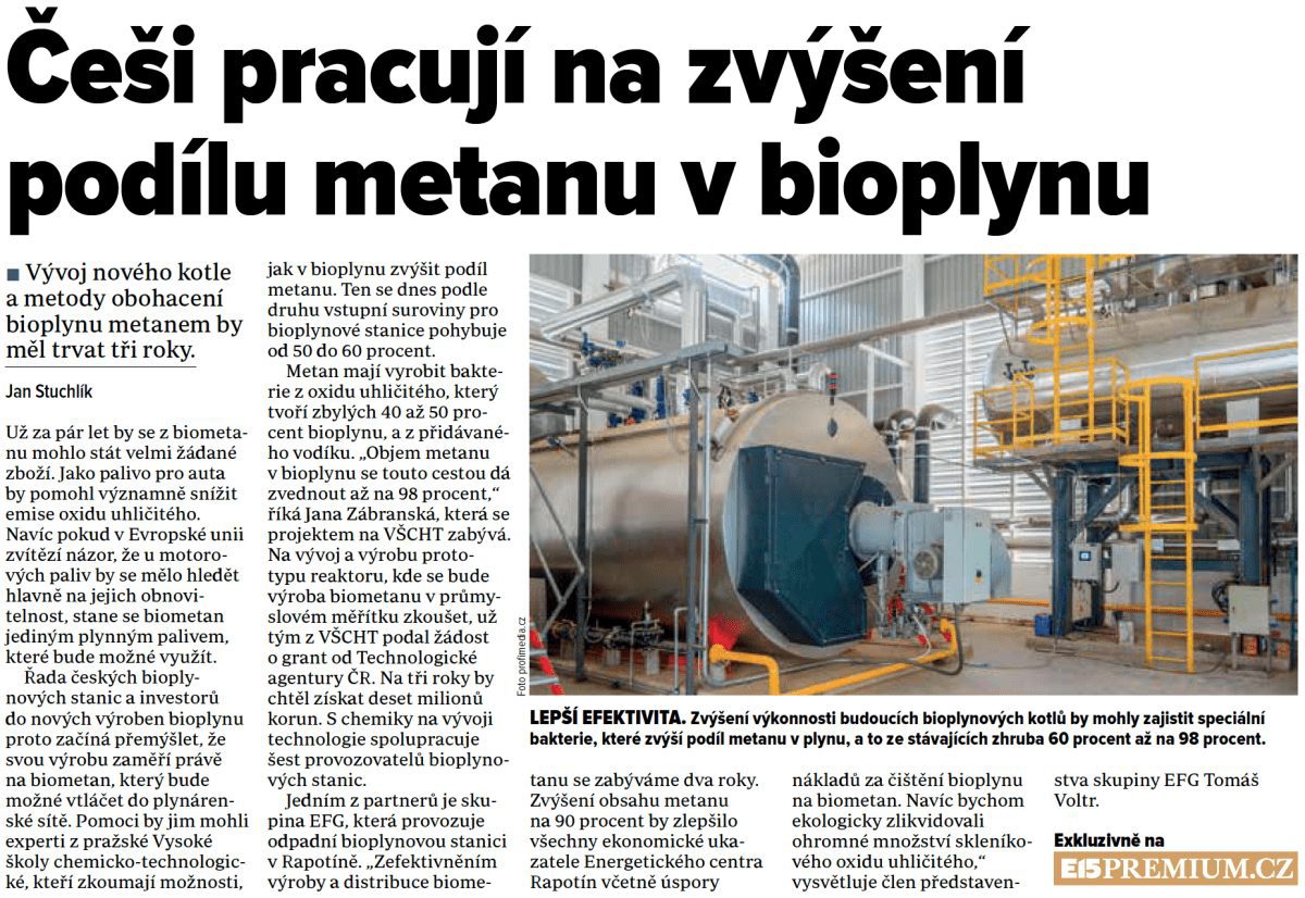 EFG cesi pracuji na zvyseni podilu metanu v bioplynu 1